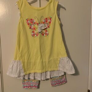 Kids Headquarters Yellow Butterfly Tank Top with Eyelet Ruffle